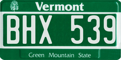 VT license plate BHX539