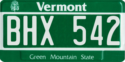 VT license plate BHX542