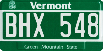 VT license plate BHX548