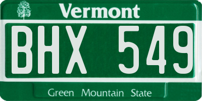 VT license plate BHX549