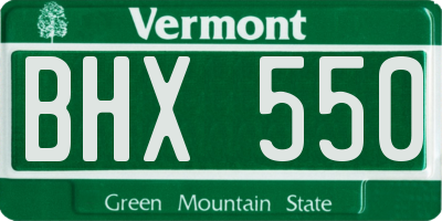 VT license plate BHX550
