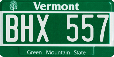 VT license plate BHX557