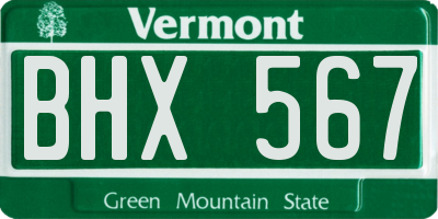 VT license plate BHX567