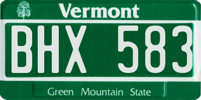 VT license plate BHX583