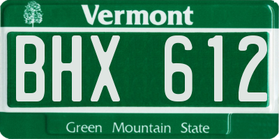 VT license plate BHX612