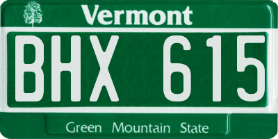 VT license plate BHX615