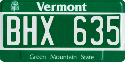 VT license plate BHX635