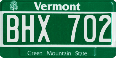 VT license plate BHX702
