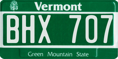 VT license plate BHX707