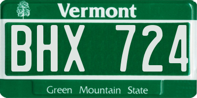 VT license plate BHX724