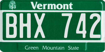 VT license plate BHX742