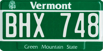 VT license plate BHX748