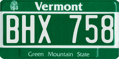 VT license plate BHX758