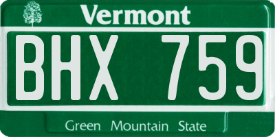 VT license plate BHX759