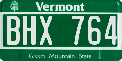 VT license plate BHX764