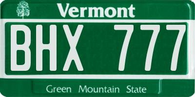 VT license plate BHX777
