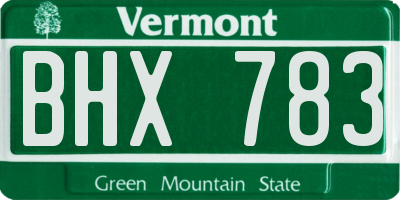 VT license plate BHX783