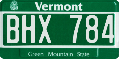 VT license plate BHX784