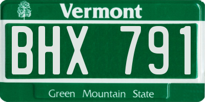 VT license plate BHX791