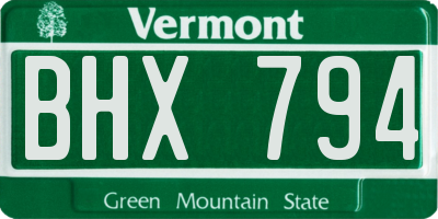 VT license plate BHX794