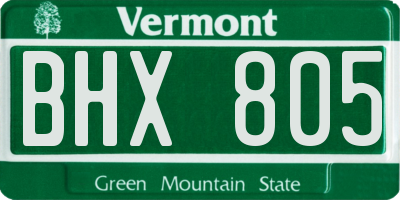 VT license plate BHX805