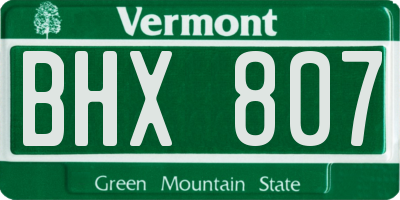 VT license plate BHX807