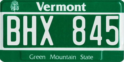 VT license plate BHX845