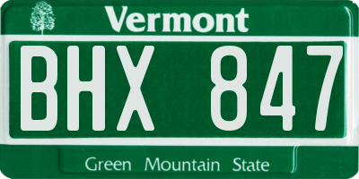 VT license plate BHX847