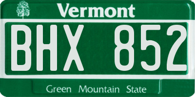 VT license plate BHX852