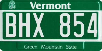 VT license plate BHX854