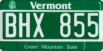 VT license plate BHX855