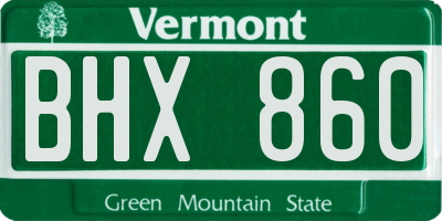 VT license plate BHX860