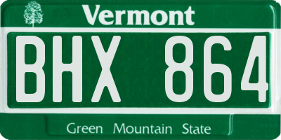 VT license plate BHX864