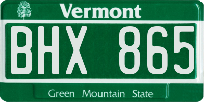 VT license plate BHX865