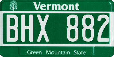 VT license plate BHX882