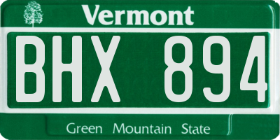VT license plate BHX894