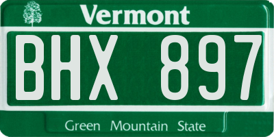 VT license plate BHX897