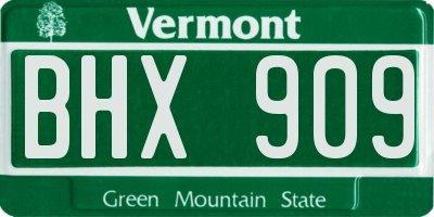 VT license plate BHX909
