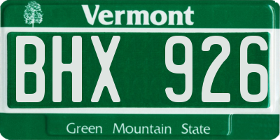 VT license plate BHX926