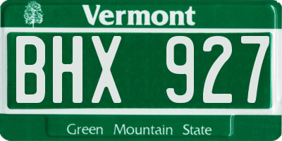 VT license plate BHX927