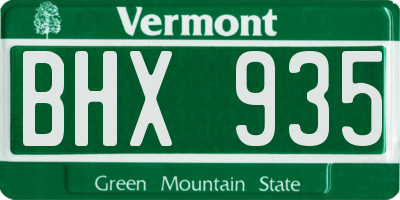 VT license plate BHX935