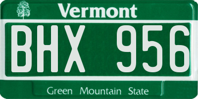 VT license plate BHX956