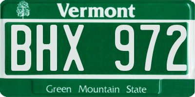 VT license plate BHX972
