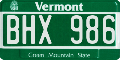 VT license plate BHX986