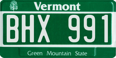 VT license plate BHX991