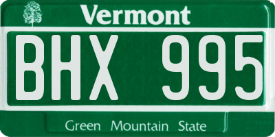 VT license plate BHX995