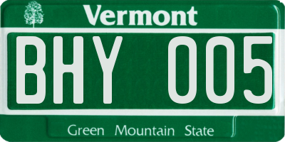 VT license plate BHY005