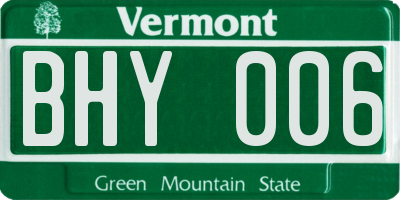 VT license plate BHY006