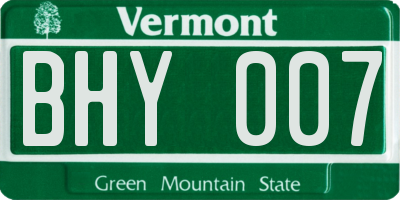 VT license plate BHY007