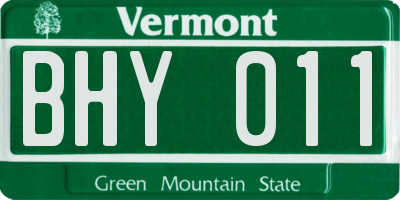 VT license plate BHY011